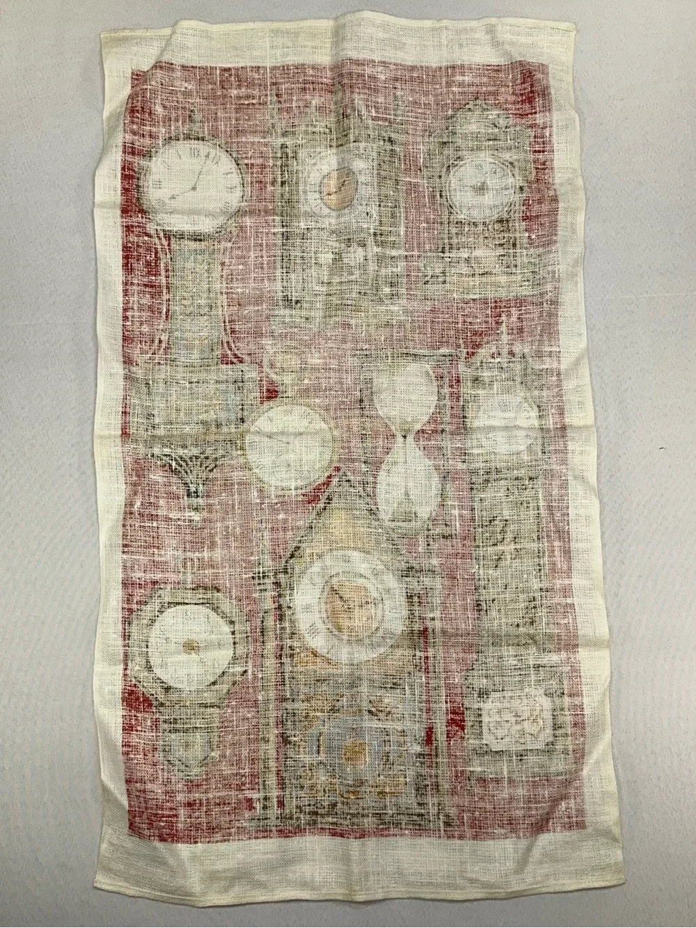 Kay Dee Pure Linen Tea Towel Kitchen Robert Martin Clocks USA Made Vintage
